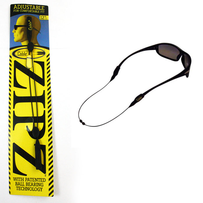 CABLZ Sunglasses Glasses Holder ZIPZ Black 12" Adjustable Eyewear Retainer Sport