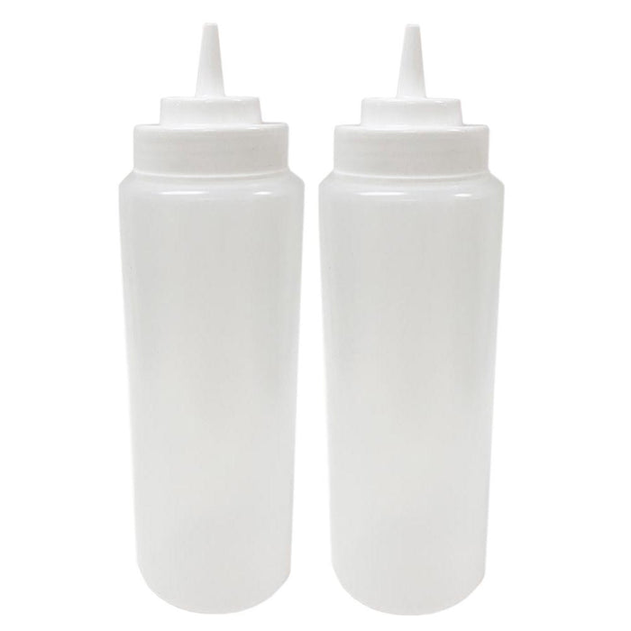 2 Large Wide Mouth Squeeze Bottle Clear Condiment Dispenser Dressing Sauce 32 Oz