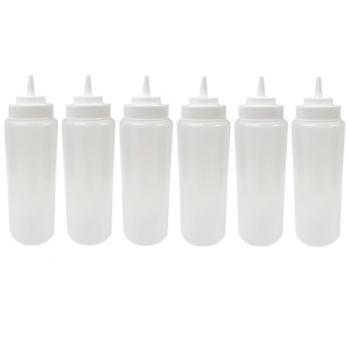 6 Clear Squeeze Bottle 32 Oz Wide Mouth Condiment Dispenser Dressing Sauce Large