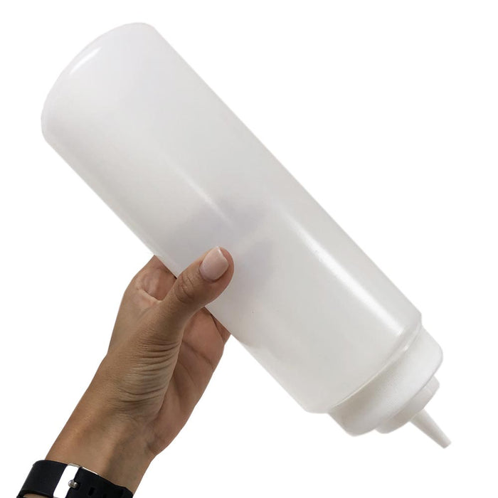 4 Large 32 Oz Squeeze Bottle Clear Wide Mouth Condiment Dispenser Dressing Sauce