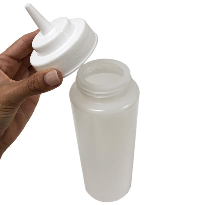 2 Large Wide Mouth Squeeze Bottle Clear Condiment Dispenser Dressing Sauce 32 Oz