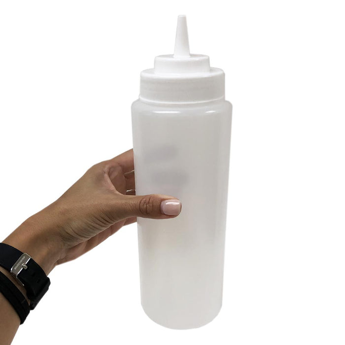 4 Large 32 Oz Squeeze Bottle Clear Wide Mouth Condiment Dispenser Dressing Sauce