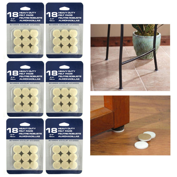 108 Pc Self Adhesive Felt Protectors Pads Furniture Floor Round Chair Sofa Table