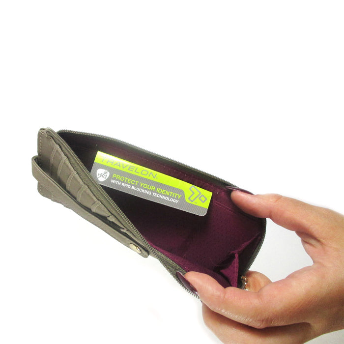 1 Travelon RFID Blocking Slim Zip Wallet Womens Card ID Window Organizer Black