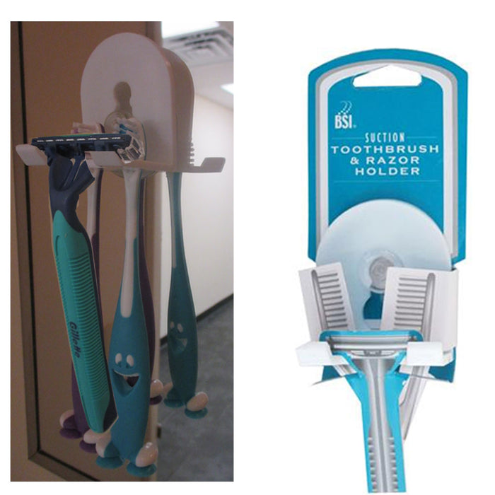 Toothbrush Razor Holder Suction Wall Mount Grip Plastic Stand Home Bathroom Tool