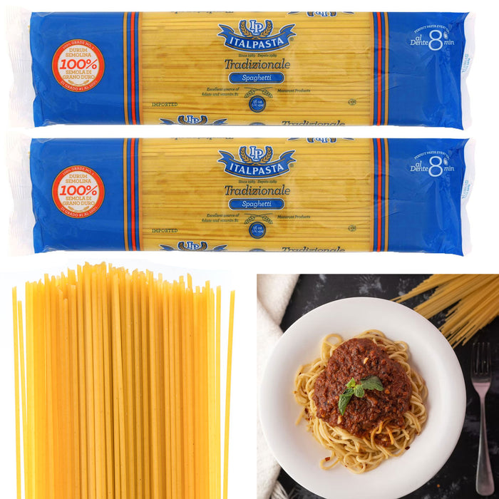 2 Pk Traditional Italian Spaghetti Pasta Noodles Carbonara 100% Durum Wheat 16oz