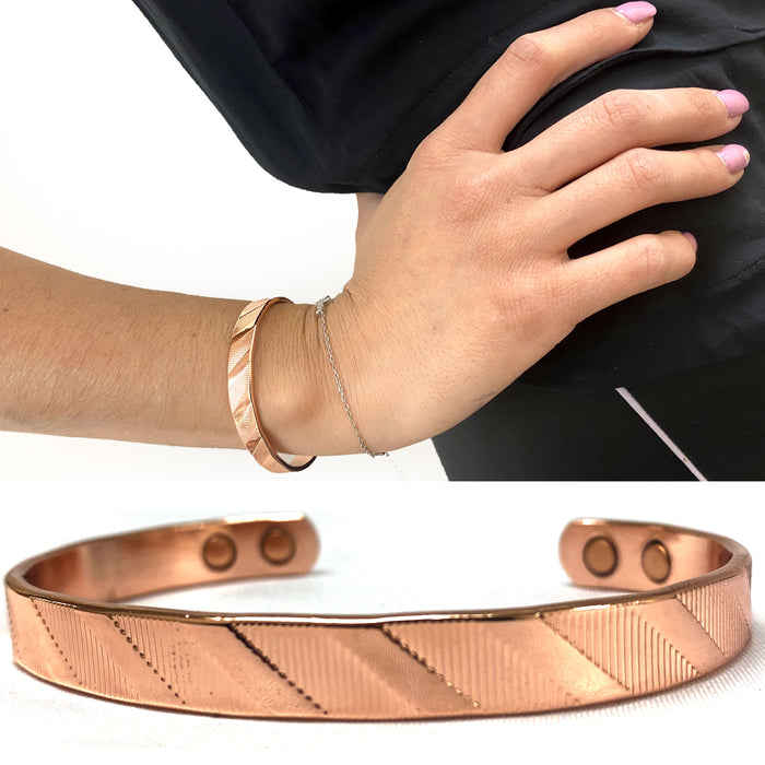 3 Pure Copper Solid Magnetic Cuff Bracelet Therapy Arthritis Pain Relief Bangle
