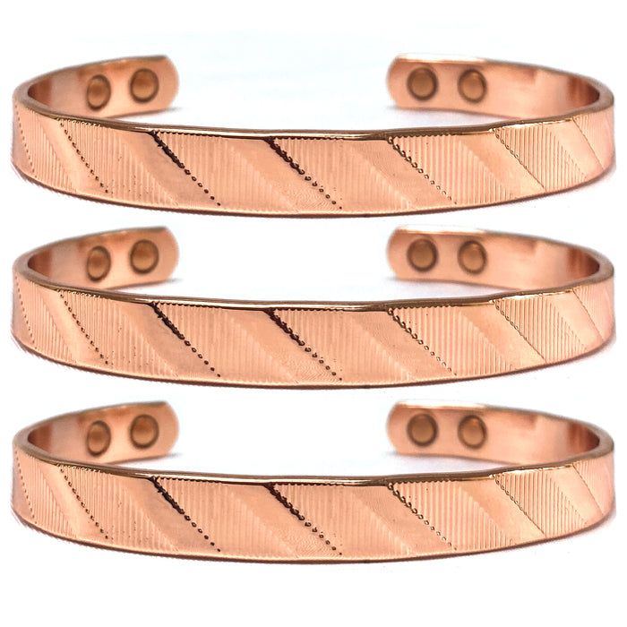3 Pure Copper Solid Magnetic Cuff Bracelet Therapy Arthritis Pain Relief Bangle