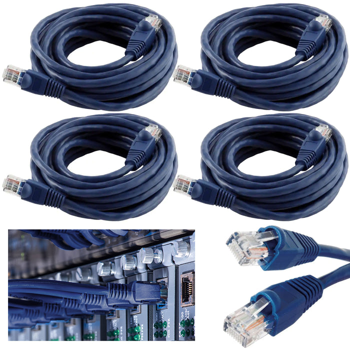 4 Pc 15 FT CAT5e 24 AWG RJ45 Ethernet LAN Network Patch Cable Solid UTP Snagless