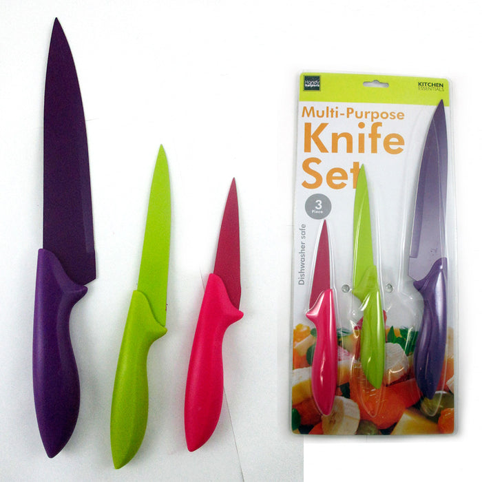 3 Pc Kitchen Knife Set Cutlery Pairing Knives Sharp Blades Stainless Steel New
