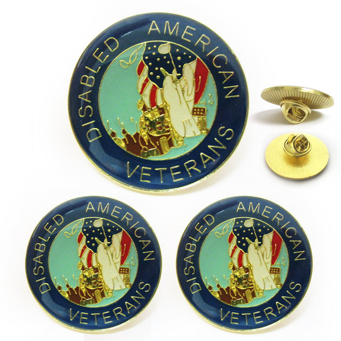 3Pc US Disabled American Veteran Lapel Pin Military Hero Veterans Hat Pin Forces