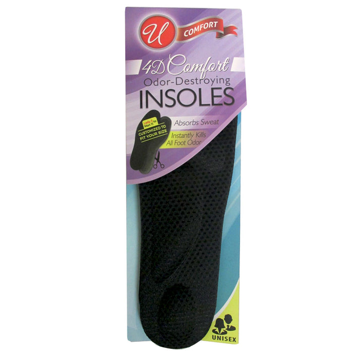 1 Pair Shoe Insoles Absorb Odor 4D Comfort Pain Relief Cushioning Soft Sole Unisex