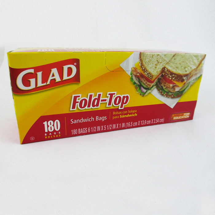 180 Pc Glad Fold Top Sandwich Bags Snacks School Lunch Travel Camp Storage New !