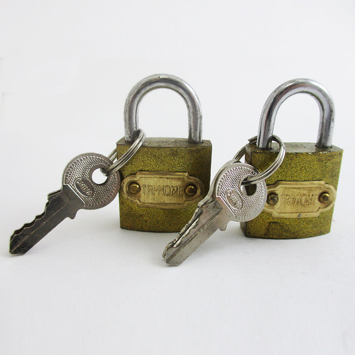 2 Small Metal Padlocks Heavy Duty 1" Brass Box Locks Keyed Jewelry 2 Keys 25mm !