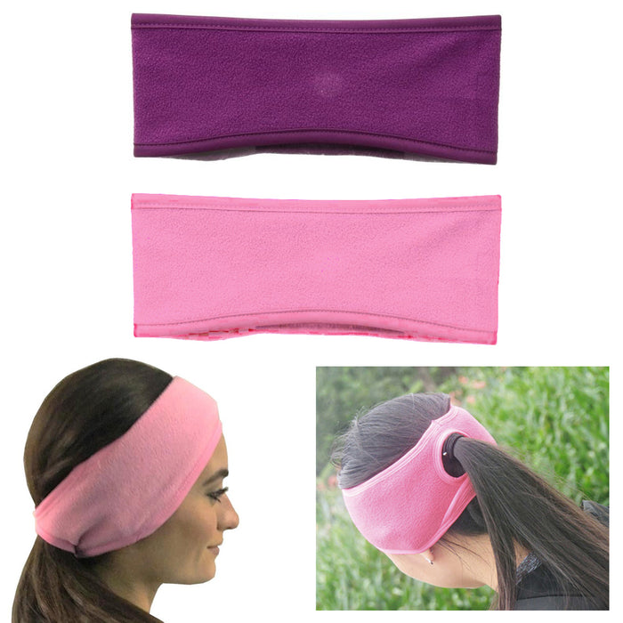 2 Ponytail Headband  Earmuff Wrap Ear Warmers Fleece Women Girl Winter Cold Wind
