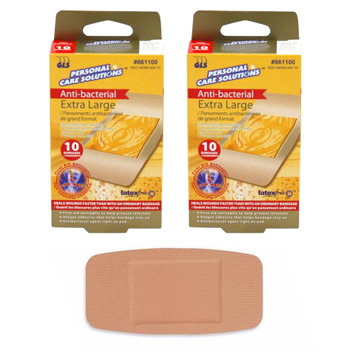 20 Ct Extra Large Antibacterial Bandages Heal Wounds Cut Latex Free Adhesive 4"