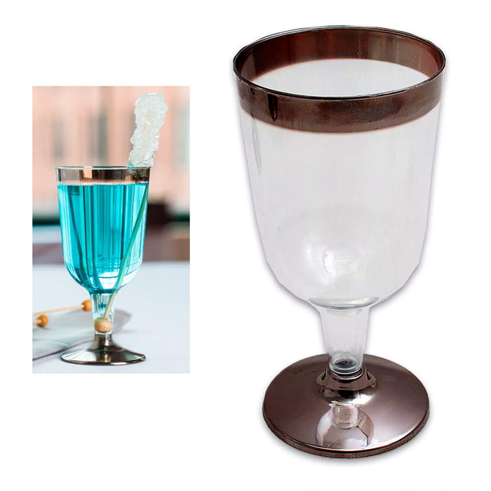 16 Pc Plastic Champagne Wine Flute Disposable Glasses 6oz Wedding Party Bronze