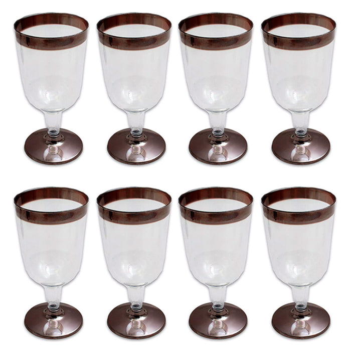 8pc Plastic Champagne Wine Flute Disposable Glasses 6oz Wedding Party Bronze New