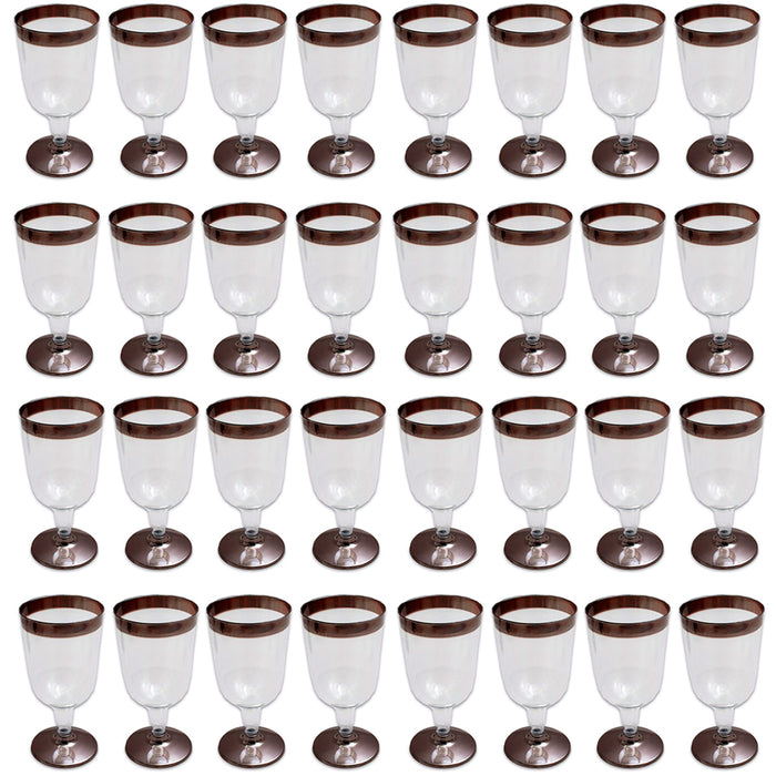 32 Pc Plastic Champagne Wine Flute Disposable Glasses 6oz Wedding Party Bronze