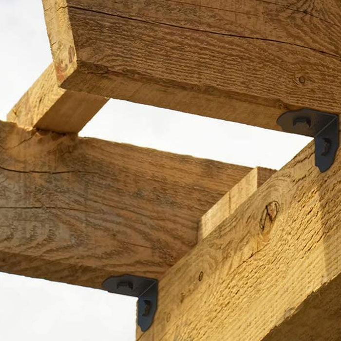 4 X Decorative Corner Braces Heavy Duty Steel Angle Plate Brackets Outdoor Black