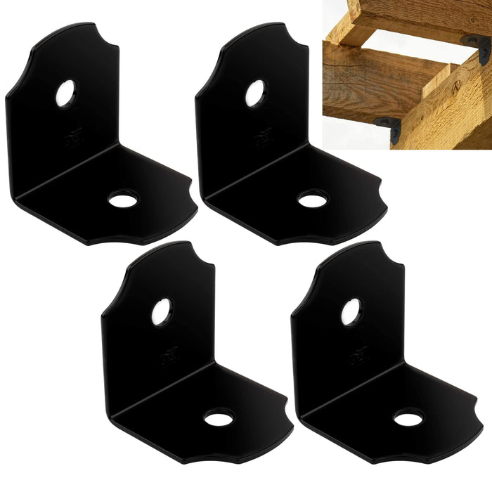 4 X Decorative Corner Braces Heavy Duty Steel Angle Plate Brackets Outdoor Black
