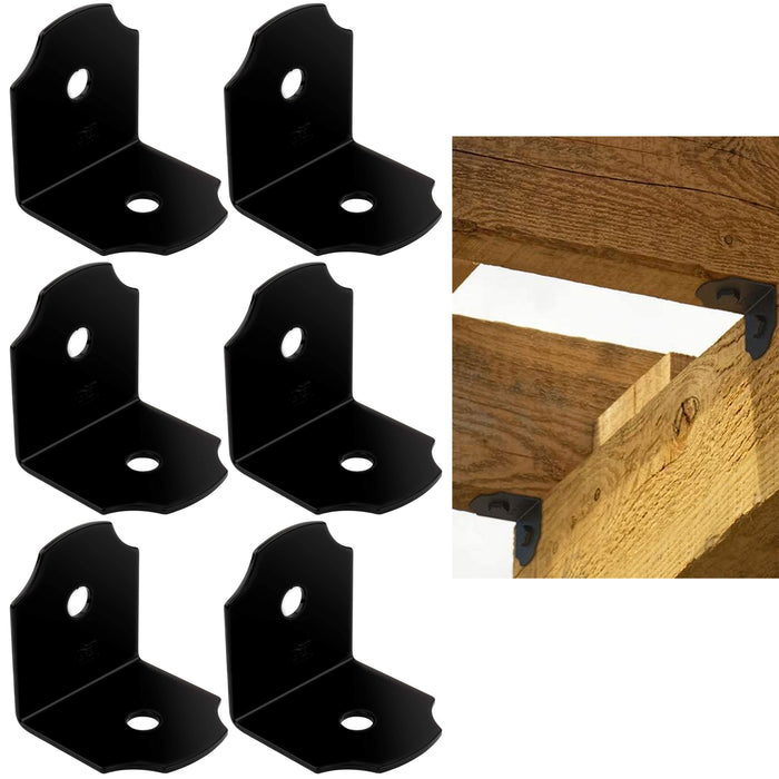 6 X Outdoor Decor Angle Corner Braces Heavy Duty Plate Joint Bracket Steel Black