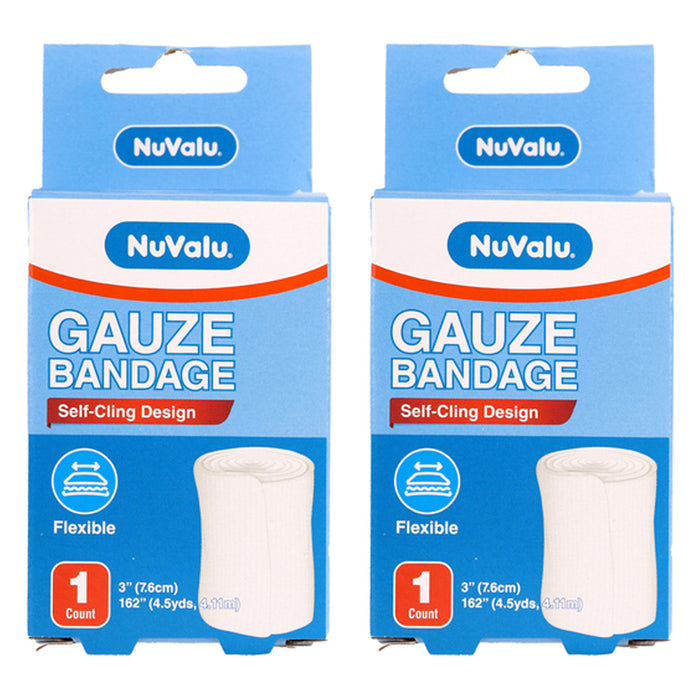 2 Rolls Self Adhesive Bandage Gauze Soft Cloth Flexible Elastic Tape 3" 4.5yds