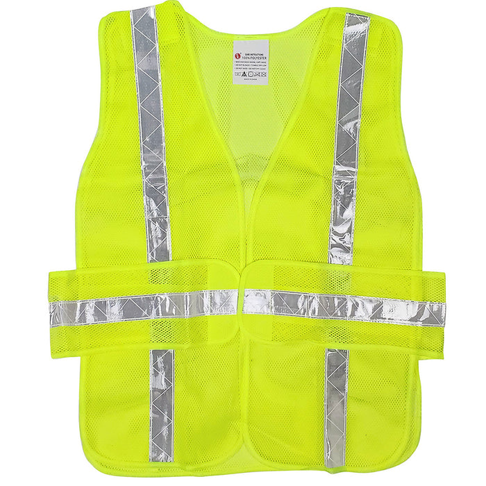2 Pc Safety Vest High Visibility Reflective Stripe Arrow Neon 5 Point Separation