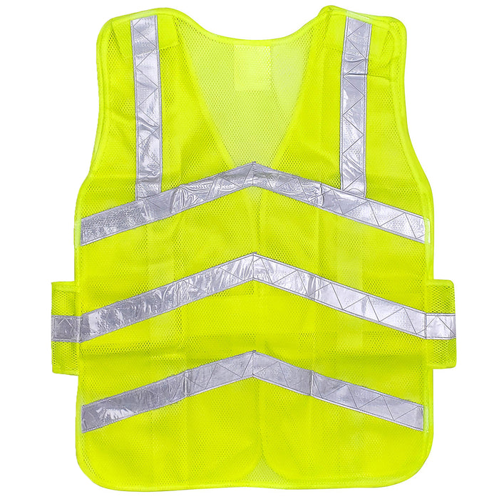 2 Pc Safety Vest High Visibility Reflective Stripe Arrow Neon 5 Point Separation