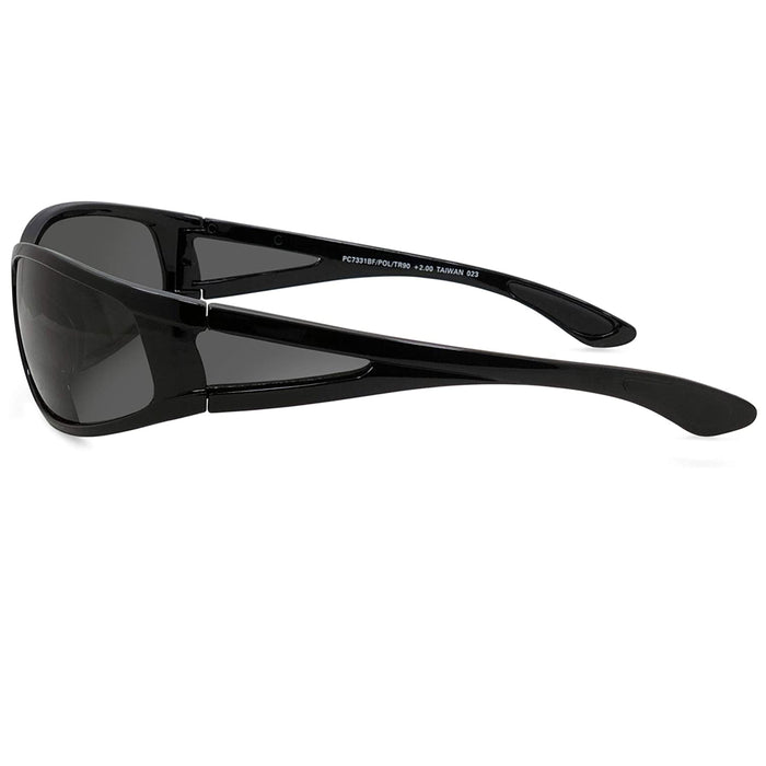 1 Inner Bifocal Sunglasses Wrap Mens Womens UV Sun Fishing Reading Black +2.00
