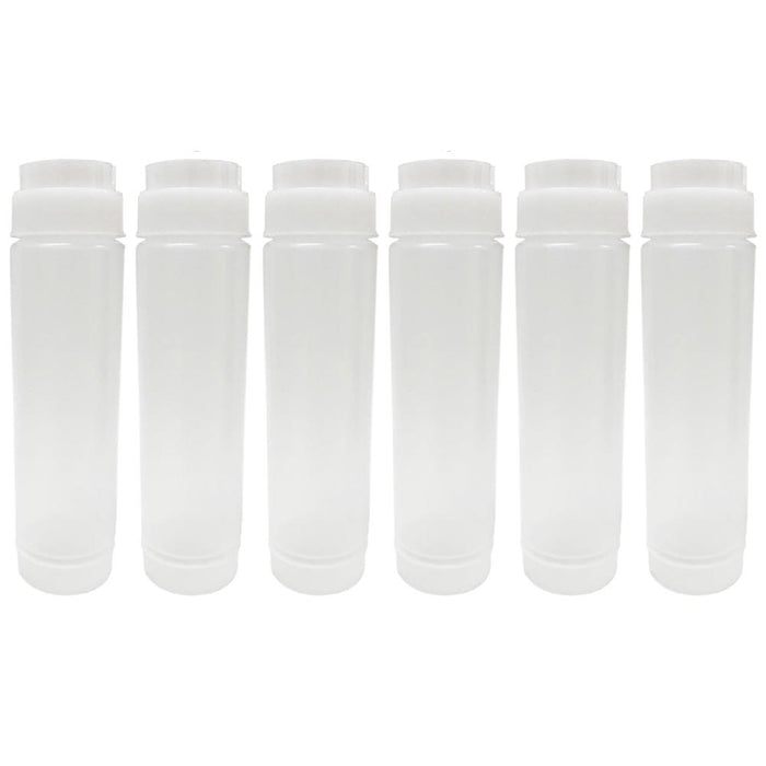 6 Pc Clear Squeeze Bottle 16 Oz FIFO Dispenser Valve Top Condiments Dressing Oil