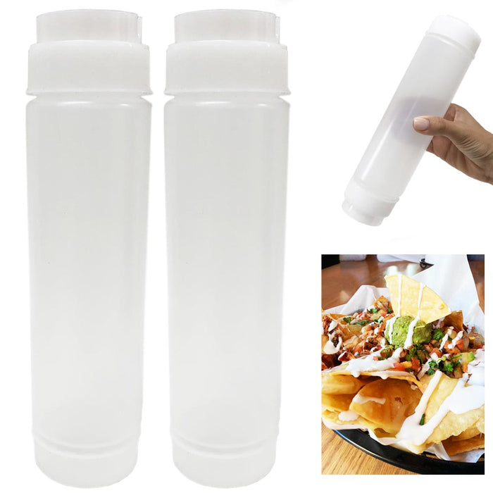 2 Pc FIFO 16 Oz Clear Squeeze Bottle Dispensing Valve Condiments Dressing Oil
