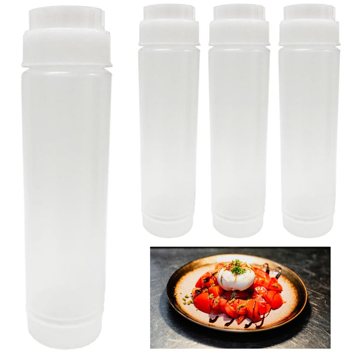 4 Pc 16 Oz FIFO Clear Squeeze Bottle Valve Dispenser Top Condiments Dressing Oil
