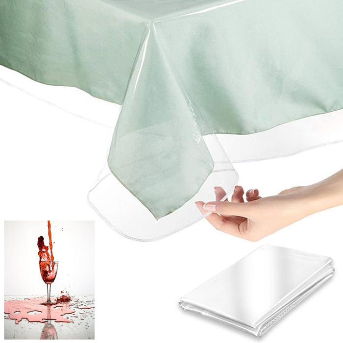 2 Clear Vinyl Tablecloth Protector Waterproof Rectangle Heavy Duty Cover 70X108