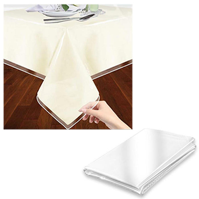 2 Clear Vinyl Tablecloth Protector Waterproof Rectangle Heavy Duty Cover 70X108