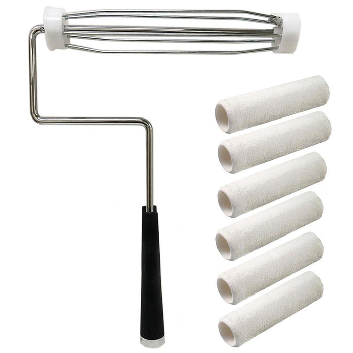 7PC Paint Roller Frame Kit Metal Brush 9" Painting Covers Refills Replacement