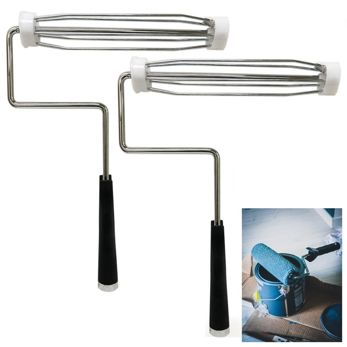 2 X Paint Roller Frame Handle Painting Supplies Metal Tool Plastic Caps 12