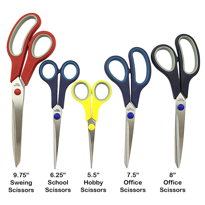 5 Piece Scissors Set Stainless Steel Comfort Grip Sewing Dress Hobby Tool Crafts