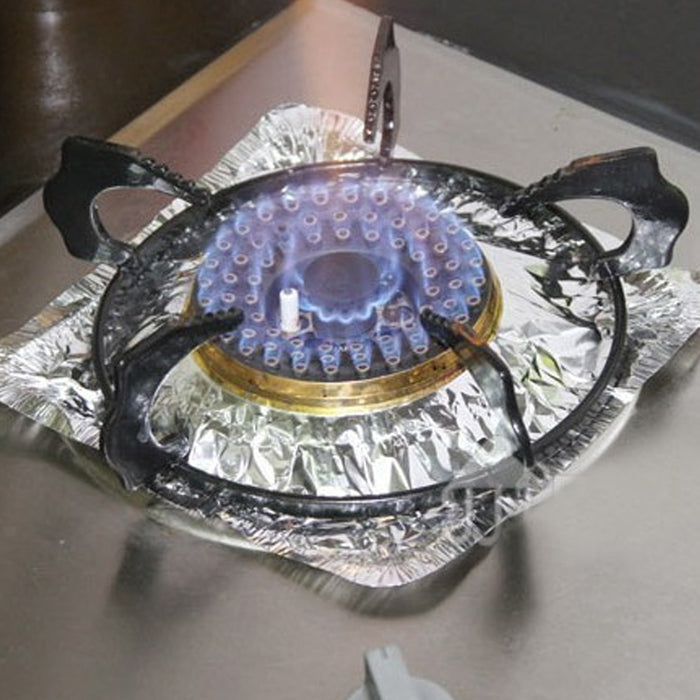 96 Disposable Aluminum Foil Square Gas Burner Stove Bib Liners Covers Drip Pan