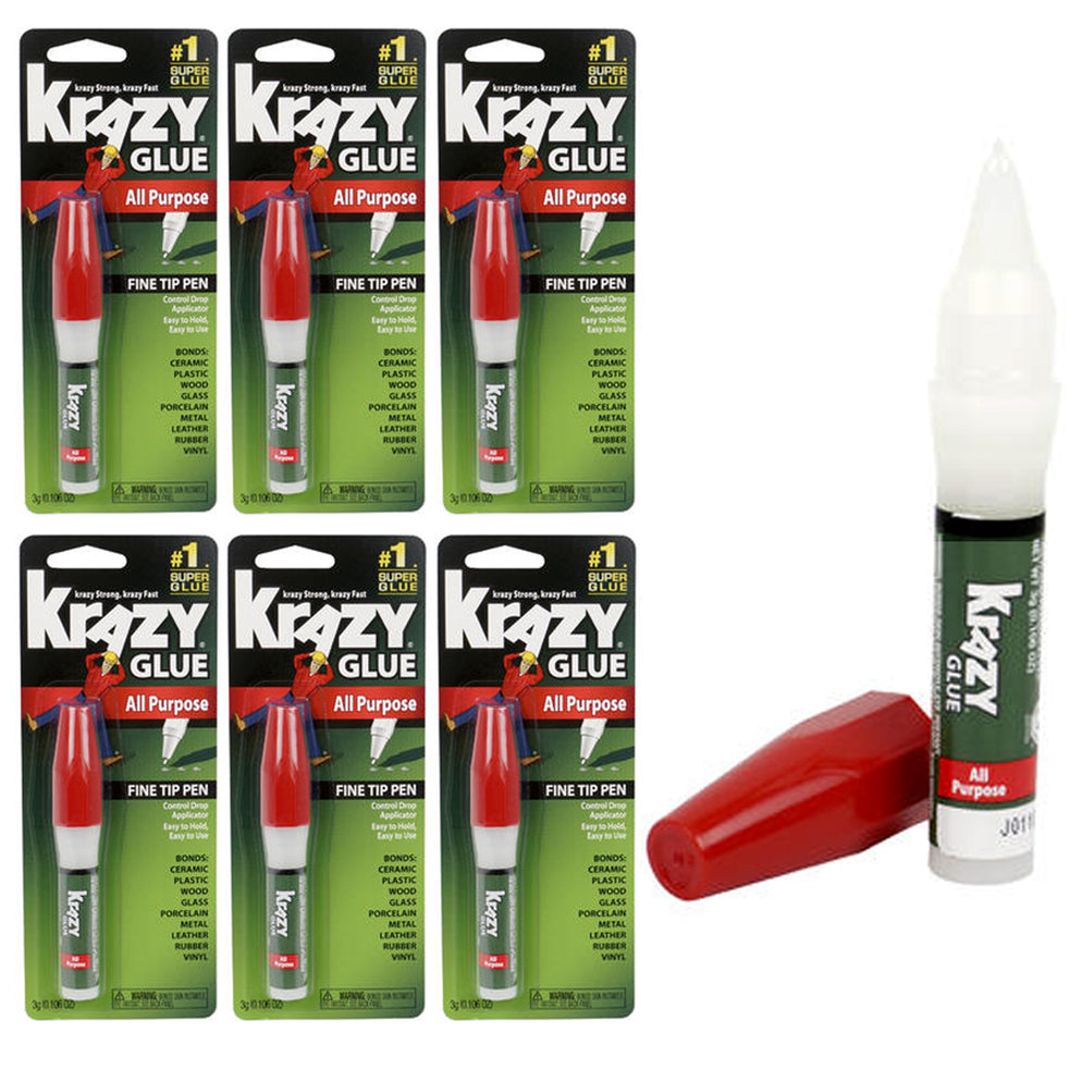 6 Pack Original Krazy Glue Crazy Super Glue All Purpose Instant Repair