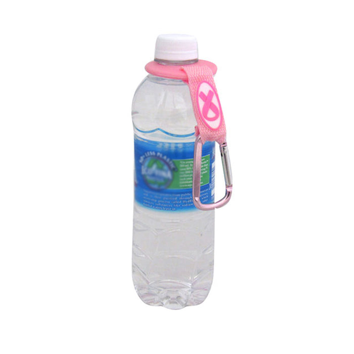 2 X Carabiner Clip-n-Go Water Bottle Holder Breast Cancer Awareness Pink Ribbon