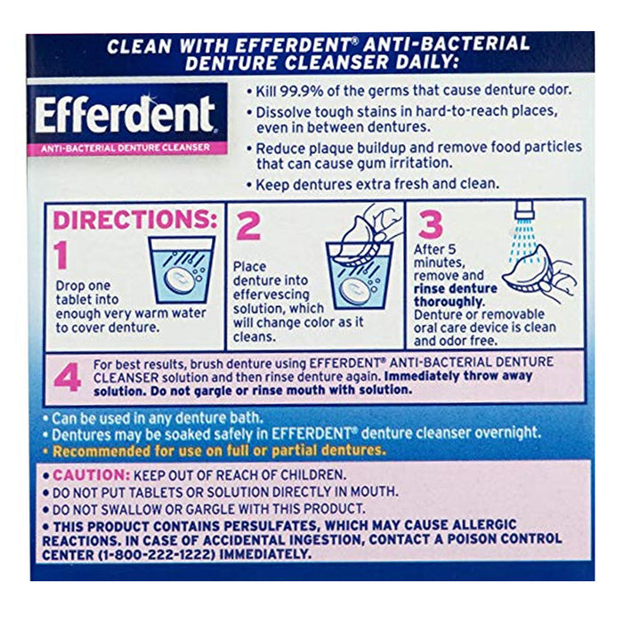 40 tablets Efferdent Denture Cleanser Antibacterial Whitening Cleansing System