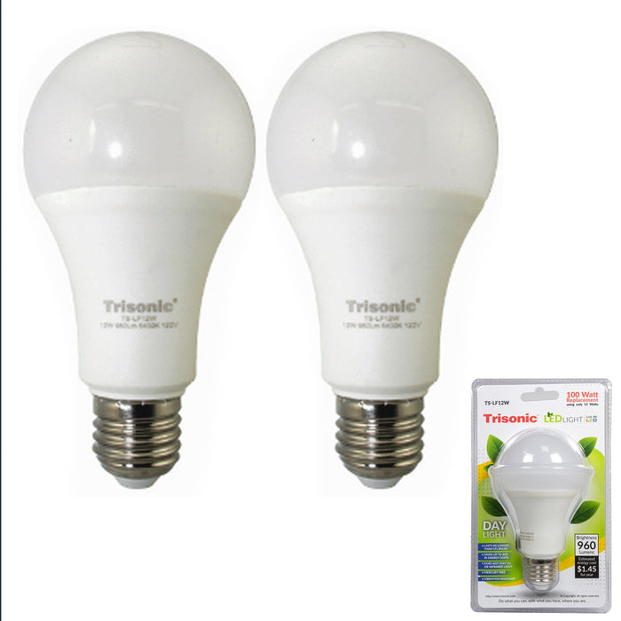 2 X Daylight 12 Watt Energy LED Light Bulb 100 W Output Replacement 960 Lumens