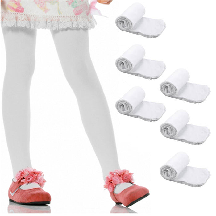 6 Girls Kids Toddlers Dress Stockings Footed Tights Pantyhose Dance White Small