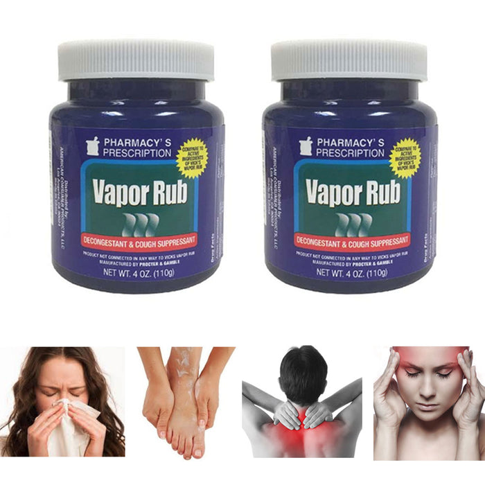 2 Vapor Rub Ointment Vaporize Blocked Nose Cough Nasal Congestion Headache 220g