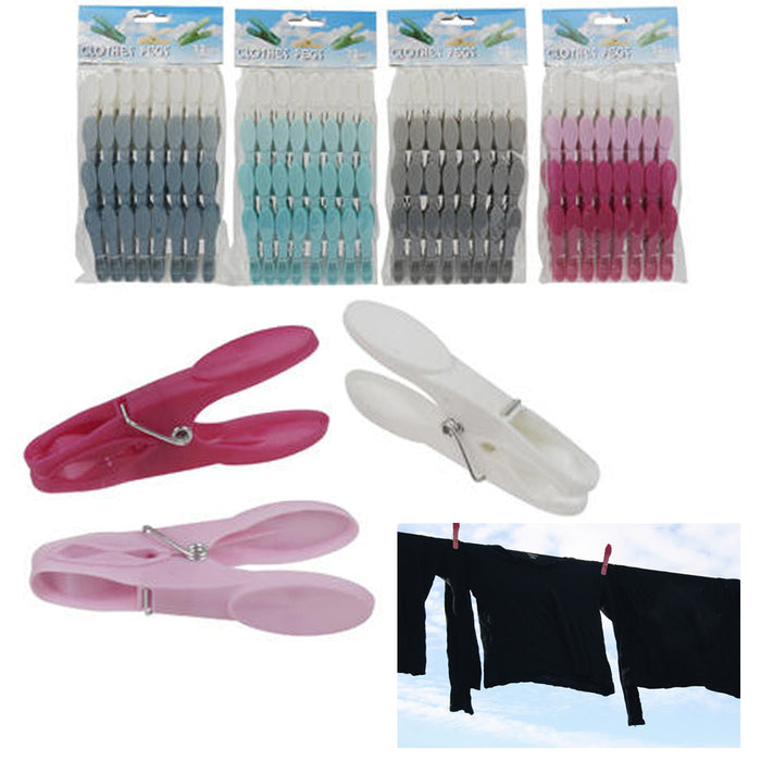 64 Pc Clothespins Plastic Clothes Pins Pegs Hang Laundry Rubber Tip Soft Grip