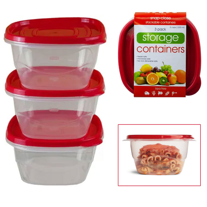 3 Pk Meal Prep Food Containers Lids Reusable Microwavable Plastic BPA free