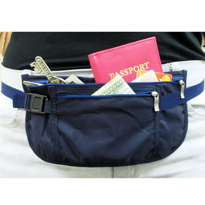 Travel Money Belt RFID Security Wallet Waist Pack Hidden Pocket Safe Pouch Blue