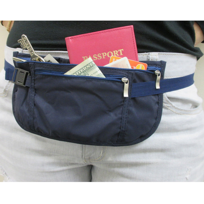 Travel Money Belt RFID Security Wallet Waist Pack Hidden Pocket Safe Pouch Blue