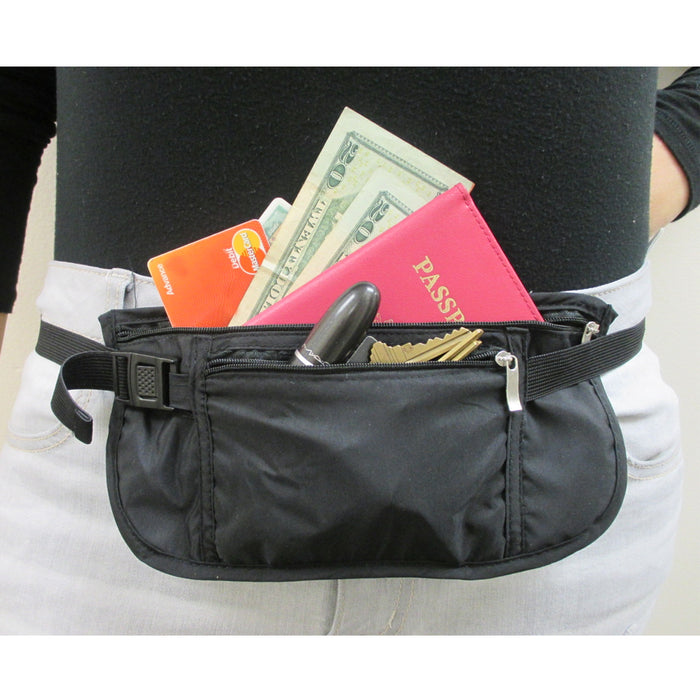 Travel Money Belt RFID Security Wallet Waist Pack Hidden Pocket Safe Pouch Black